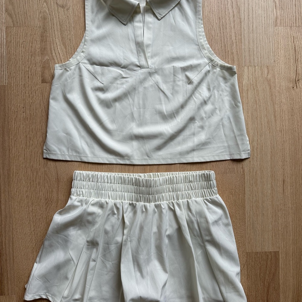 Year of Ours Cream Collared Sleeveless Tank and Skort